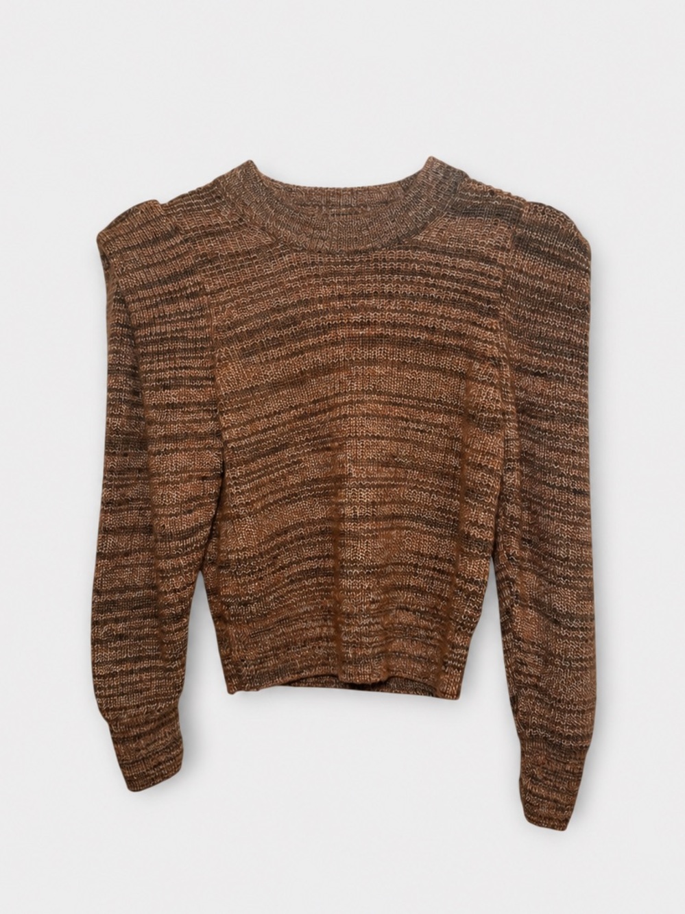Madewell Marled Brown Wool Alpaca Puff Sleeve Sweater Women’s M